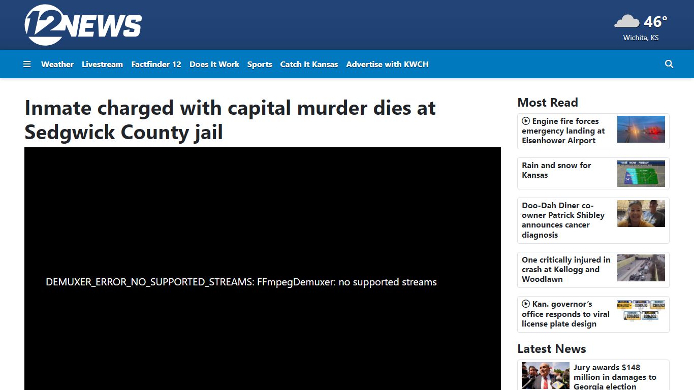 Inmate charged with capital murder dies at Sedgwick County jail - KWCH